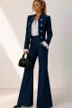 Compleu de Dama, din Blug, Jacheta si Pantalon Evazat, Vienna, Blue