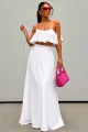 Compleu de Dama ,Tesatura tip In ,cu Top si Fusta , Vary, Alb