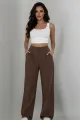 Pantalon Lejer de Dama, din Bistrech, cu Buzunare, Vibbes, Maro