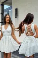 Rochie de Dama ,Scurta, din Dantela , cu Siret Reglabil , Melly, Alba 
