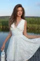 Rochie de Dama ,Scurta, din Dantela , cu Siret Reglabil , Melly, Alba 