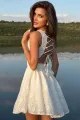 Rochie de Dama ,Scurta, din Dantela , cu Siret Reglabil , Melly, Alba 