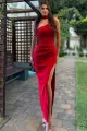 Rochie Eleganta, Fara Maneci, cu Prindere dupa Gat si Crapata pe Picior, Dandelyons, Rosie