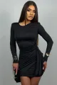 Rochie Scurta de Dama, cu Inchidere Fermoar si Maneci Lungi, din Lycra, Ellantra, Neagra