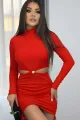 Rochie Scurta de Dama, din Lycra, cu Decupaje si Snururi Reglabile, Venice, Rosie