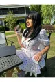 Rochie Scurta de Vara, cu Maneci Scurte, Guler si Poplin Alb, Alkalia, Model Floral