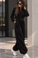 Trening din Catifea, Bluza cu Fermoar și Pantaloni Jogger, Rivven, Negru