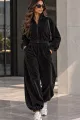 Trening din Catifea, Bluza cu Fermoar și Pantaloni Jogger, Rivven, Negru
