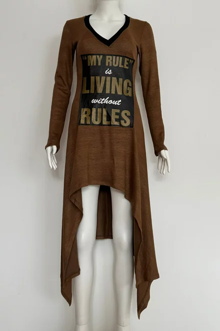 Rochie Asimetrica, cu Decolteu, Without Rules, Maro