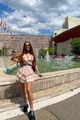Rochie Dama Casual, din Voal, Scurta , cu Bretele si Volane, Nude