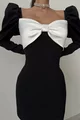 Rochie Dama Conica, cu Funda Maxi pe Bust si Umeri Bufanti, Cocco, Neagra