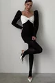 Rochie Dama Conica, cu Funda Maxi pe Bust si Umeri Bufanti, Cocco, Neagra