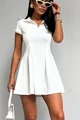 Rochie Dama, cu Guler Tip Camasa, Maneci Scurte si Cusaturi Evidentiate, Hills, Alb