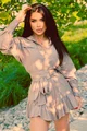 Rochie Dama din Material Tip iN Lejera, cu Fusta-Pantalon si Maneci Detasabile, Sunshine, Bej