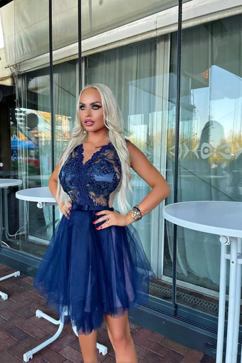 Black Friday - Reduceri Rochie dama eleganta DRESS CODE BLUE scurta Promotie