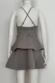 Rochie Dama Scurta, cu Volane, Bust cu Dantela si Accesoriu Stralucitor in Talie, Rivera, Gri