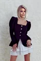 Rochie de Dama, 3 in 1, Fusta Detasabila si Sacou, Ryhanna, Alb-Negru