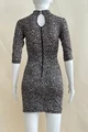 Rochie de Dama Conica, Elastica, cu Fermoar, cu Decupaj si Accesoriu Piept, Cyndy, Print Geometric