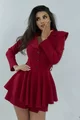 Rochie de Dama, cu Fusta Pantalon si Centura in Talie, Malina, Burgundy