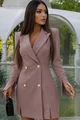 Rochie de Dama, cu Inchidere Nasturi si Maneci Crapate, din Bistrech, Lessy, Bej