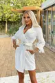 Rochie De Dama, cu Paiete, Tip Sacou, Cu Fulgi si Centura in Talie, Afrodita, Alba
