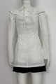 Rochie de Dama din Bistrech, cu Poplin Negru si Maneci Crapate, Sorana, Alba