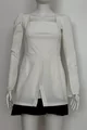 Rochie de Dama din Bistrech, cu Poplin Negru si Maneci Crapate, Sorana, Alba
