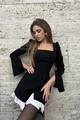 Rochie de Dama din Bistrech, cu Poplin si Maneci Crapate, Sollysta, Neagra