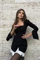 Rochie de Dama din Bistrech, cu Poplin si Maneci Crapate, Sollysta, Neagra