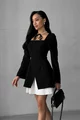 Rochie de Dama din Bistrech, cu Poplin si Maneci Crapate, Sollysta, Neagra