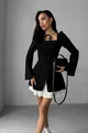 Rochie de Dama din Bistrech, cu Poplin si Maneci Crapate, Sollysta, Neagra