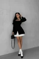 Rochie de Dama din Bistrech, cu Poplin si Maneci Crapate, Sollysta, Neagra
