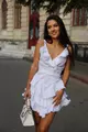 Rochie de Dama din Blug, cu Volane, Sentido, Alba