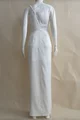 Rochie  de Dama Eleganta, Petrecuta, Lunga din Satin, cu o Maneca, Eileen, Alba
