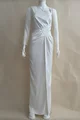 Rochie  de Dama Eleganta, Petrecuta, Lunga din Satin, cu o Maneca, Eileen, Alba