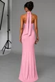 Rochie de Dama, Lunga, Crapata pe Picior, Fara Maneci, din Lycra, Serenity, Roz