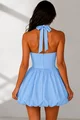 Rochie de Dama, Scurta, cu Prindere dupa Gat, Tip Gogosar, Nerina, Bleu