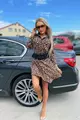 Rochie de Dama Tip Camasa , cu Inchidere Nasturi si Centura Inclusa, Firestorm, Leopard Print