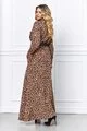 Rochie de Dama Tip Camasa Lunga, cu Nasturi, Prinsa in Centura, cu Print Leopard