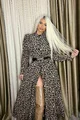Rochie de Dama Tip Camasa Lunga, cu Nasturi, Prinsa in Centura, cu Print Leopard
