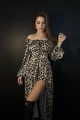Rochie de Dama Tip Camasa Lunga, cu Nasturi, Stransa in Siret pe Bust, cu Print Leopard, Foggi