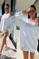 Rochie de Dama Tip Hanorac, din Bumbac, cu Maieu, Zannet, Alba