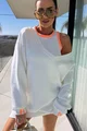 Rochie de Dama Tip Hanorac, din Bumbac, cu Maieu, Zannet, Alba