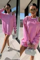 Rochie de Dama, Tip Hanorac, din Doua Piese, Maieu cu Dungi Albe in Contrast, Vibes, Roz