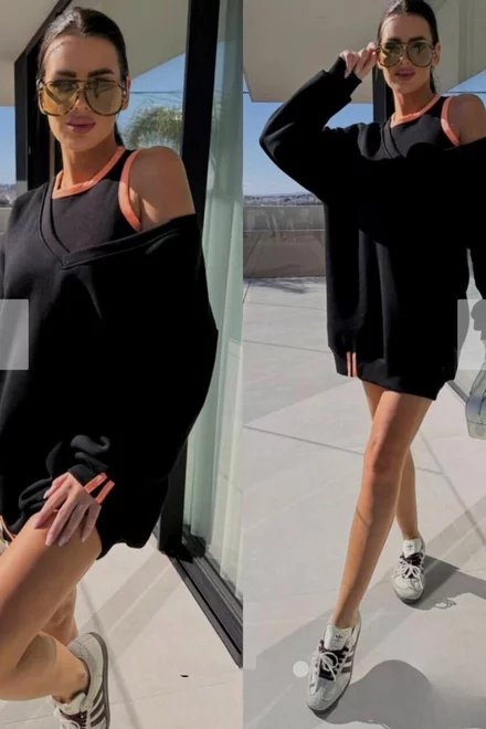 Rochie de Dama, Tip Hanorac, Lejera, cu Maieu, Lybre, Neagra