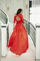 Rochie de Dama Tip Sacou, cu Catarama si Trena Satin, Rosie
