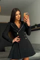 Rochie de Dama, Tip Sacou, din Bistrech, cu Inchidere Nasturi, Briar, Neagra