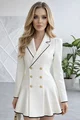 Rochie De Dama, Tip Sacou, din Bistrech, cu Tiv Negru in Contrast, Harper, Ivoire