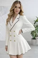 Rochie De Dama, Tip Sacou, din Bistrech, cu Tiv Negru in Contrast, Harper, Ivoire