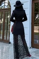 Rochie de Dama, Tip Sacou, din Doua Piese, cu Fusta Dantela Detasabila, Belissima, Neagra